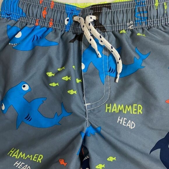 Carters Toddler Boy Grey Shark Print Swim Trunk Size 2T - Picture 4 of 6